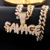 Colares de pingentes de colar de cristal selvagem de hip hop com 13mm Miami Iced Out Bling Chain Chain Men Jewelry de moda
