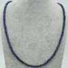 Collana con perline rotonde sfaccettate in zaffiro blu naturale 2x4mm 18"