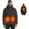 男性用の屋外加熱ジャケット取り外し可能なフード付きの寒い冬のための温かい加熱コート。バッテリーパックは含まれていません（黒）220516