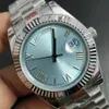 St9 Steel News Men Watches Baby Blue Dial Ny Automatic Mechanics 41mm Sapphire Glass rostfri Mens Watch