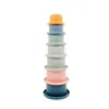 Bebek istifleme bardak oyuncaklar gökkuşağı renk yüzük kulesi erken eğitim zekası oyuncak yuvalama yüzük kuleleri banyo oyun seti siliko4893908