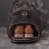 Bolsas de lona Nesitu Highend Vintage Marrón Negro Grande Grueso Genuino Crazy Horse Cuero Hombres de negocios Bolsa de viaje Cuero de vaca Male Duffle M186