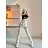 Frauen Streetwear Baggy Jeans Hosen Stern Baumwolle Denim Typ Patch Designs Hip Hop Lose Jeans Hosen Damen Übergroße Jeans mit hoher Taille und Reißverschluss Reguläre Streetwears