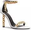nuevo euro [estilo Zapatos de mujer de verano sandalia de dama malla transparente sandalias de tacón alto versátiles, cómodas y sexys, empaque completo, decoración de cadena dorada