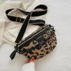 Midjeväskor modedesigner väska för kvinnor stenmönster leopard kedja fanny pack kvinnlig magband axel bälte bagwaist