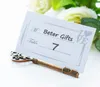 Festive Party Supplies Wedding Favors Antique Bronze Key Place Card Holder with Matching Cards Decoration Accessory