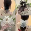 scrunchies الشريط الطويل الحلو Bow Mesh Mesh Hair Bands Bonytail Moversial