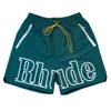 Homens verão rhude designer shorts de natação hip hop alta rua esportes impressão moda rh treinamento praia curto masculino elástico wai274a