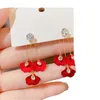 Lustre suspendu Sexy et charmant, pétales de fleurs de Rose rouges, longues boucles d'oreilles pour femmes, Style coréen, nouvelles Pendientes avant et arrière 2022