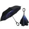 Windproof Inverted Umbrella Folding Double Layer Reverse Rain Sun Umbrellas Inside Out Self Stand bumbershoot with Handle by Sea 50pcs DAP466