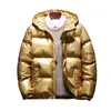 Erkek Aşağı Parkas Streetwear Boy Parlak Altın Gümüş Erkekler Kalınlaşmak Sıcak Kışlık Ceketler Ceket Erkek 2022 Rüzgarlık Parka Giyim Guin22