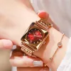 Polshorloges dames pols square horloge montre pour femme 2022 simple design luxe mode goud roestvrij staal waterdichte kwarts horloges hec