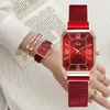 Wristwatches Watches Women Square Rose Gold Wrist Mesh Strap Fashion Brand Female Ladies Quartz Clock Gift Reloj MujerWristwatches