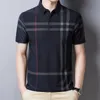 Browon Business Polo Shirt Erkekler Yaz Günlük Gevşek Gevşek Nefes Alabilir Kısa Kollu Ekose Erkekler Polo Gömlek Erkekler Tops 220708