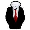 Мужские толстовка толстовок дизайн забавный поддельный костюм галстук 3D толстовка с толстовки с толстовкой с толстовкой с толстовкой с длинными рукава