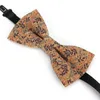 Top Mens Vintage Rose Print Cork Bowtie in legno per uomo Matrimonio Casual Flower Plaid Retro Wood Bow Tie Butterfly Accessories