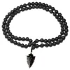 Pendant Necklaces Natural Lava Beads Necklace Obsidian Arrow Vintage Women Men Jewelry Yoga Mala MeditationPendant