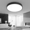Ljuskronor svart vit modern LED-ljuskrona akryl rund tak för vardagsrum säng kök ultra tunn belysning fixtur