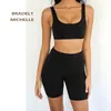 BRADELY MICHELLE Sexy Women Summer Crop Tops Sleeveless Short Cotton U Collar Knitted Bar 220318