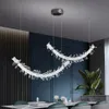 Nya pendellampor Diamond Crystal Bar Chandelier Creative Design Hängande LED -lampor Krombelysningschassi för matsal vardagsrumskök