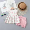 Roupas definem duas peças Cotton Girls Girls Summer Summer Sleesess Children Roupas Moda Terne Casual Floralfits 1-5tClothing