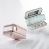 Portable Travel Jewelry Box with Mirror Double Zipper PU Leather Small Gifts Display Storage Organizer for Rings Earrings Necklaces Bracelets