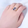 Eheringe Niedliche weibliche blaue Kristallstein-Ring 14KT Gelbgold Farbe für Frauen Luxus Braut Quadrat Zirkon VerlobungsringHochzeit Rita22
