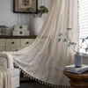 Rideaux Boho Chic Crochet Géométrie Tricoté Fenêtre Rideaux Ferme Rétro Beige Drapé Simi Sheer Pour Chambre Salon TJ7036