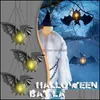 Party Decoration Halloween Led Lantern Hanging Bat Flameless Lamp Outdoors Garden Tree Decorations Drop Delivery 2021 Event Supplies Festi