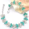 luckyshine fashion seller 925 silver green topaz square handmade silver crystal bracelet b0915