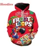 Toptan-Yeni Moda Erkek/Bayan Froot Loops Sweatshirt Joggers Komik 3D Baskı Unisex Hoodies+Pantolon %01