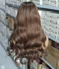 Celebrity Style Balayage Brown Tone Deep Part Lace Front Wigs Super Natural Hair Line