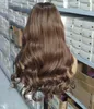 Celebrity Style Balayage Brown Tone Deep Part Lace Front Wigs Super Natural Hair Line