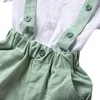 Set di abbigliamento Neonati maschi Abiti estivi quotidiani Bambini Verde 3 pezzi Abito in cotone T-shirt solida Tuta con fiocco Abiti casual moda per bambini