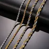 Chains Stainless Steel Rope Chain Men Necklace Gold Tone Twisted Wave Links Basic Choker Unisex Punk JewelryChains