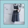 Aprons Home Textiles Garden Gardenpleated Skirt Design Apron Simple Washed Cotton Uniform For Woman Ladys Kitchen Cooking Gardening Coffee