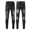 2022 Moda Jeans Calças de Designer de Roupas Azul Claro Masculino Slim Denim Reto Biker Buraco Hip Hop Jeans Masculino 28-40