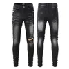 2022 Mode Jeans Kläder Designer Byxor Ljusblå Herr Slim Denim Raka Biker Hole Hip Hop Jeans Herr 28-40