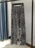 Kadın Pantolon Capris 2022 Draping Moping Parlak düz ayak pantolonları kalınlaştırıcı kadife payetli geniş ayak uzun kadın kadın