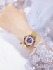 Wristwatches Crystal Bracelet Watch Luxury Women Quartz Date Clock Female Gemstone Ladies Relogio FemininoWristwatches