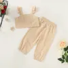 Summer Fashion Toddler Kid Baby Girls Crop Tops T Shirt Harem Pants Outfits Grils kläder Set Children Suits 220620