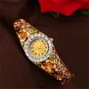 Wristwatches Ly Women's Watch Women Quartz Luxury Crystal Flower Bracelet Good Present Drop M31Wristwatches Hect22