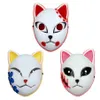 Party Masks Demon Slayer Fox Halloween Mask Japanese Anime Cosplay Costume LED Masks Festival Supplies FY7942 831