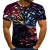 T-shirt da uomo Fashion 3 T-shirt digitali Casual Stampa geometrica Ipnosi visiva Modello irregolare Top Eur Plus 5XL 220505