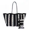 Abendtaschen Luxus-Tauchstoff Neopren Atmungsaktive Schulterhandtasche 2022 Sommer Lässige Einkaufstasche Strandtaschen mit Top-GriffAbend