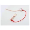 Bijoux mince corde de ligne rouge avec un véritable bracelet de chaîne de couleur en or rose authentique Crystal Crystal Crystal Gift275Q