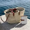 Teen triomphe Classic Palm Leaves Beach Bags High Designer Calf Leather Basket Bag Full Handmade Summer Travel Handväskor Leathers rem Letters Print Wallet Purse