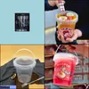 1000Ml 34Oz Summer Cold Drinking Beverage Cups Fruit Juice Milk Tea Cup With Er Handle Disposable Clear Plastic Container Drop Delivery 2021