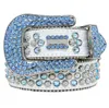 Cintura firmata Bb Simon Cinture per uomo Donna Cintura con diamanti lucidi blu bianco Andd1y top