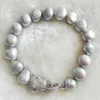 Fili fatti a mano naturale 9-10mm braccialetto di perle d'acqua dolce grigio bianco 20cm chiusura a testa di leopardo per gioielli moda donna